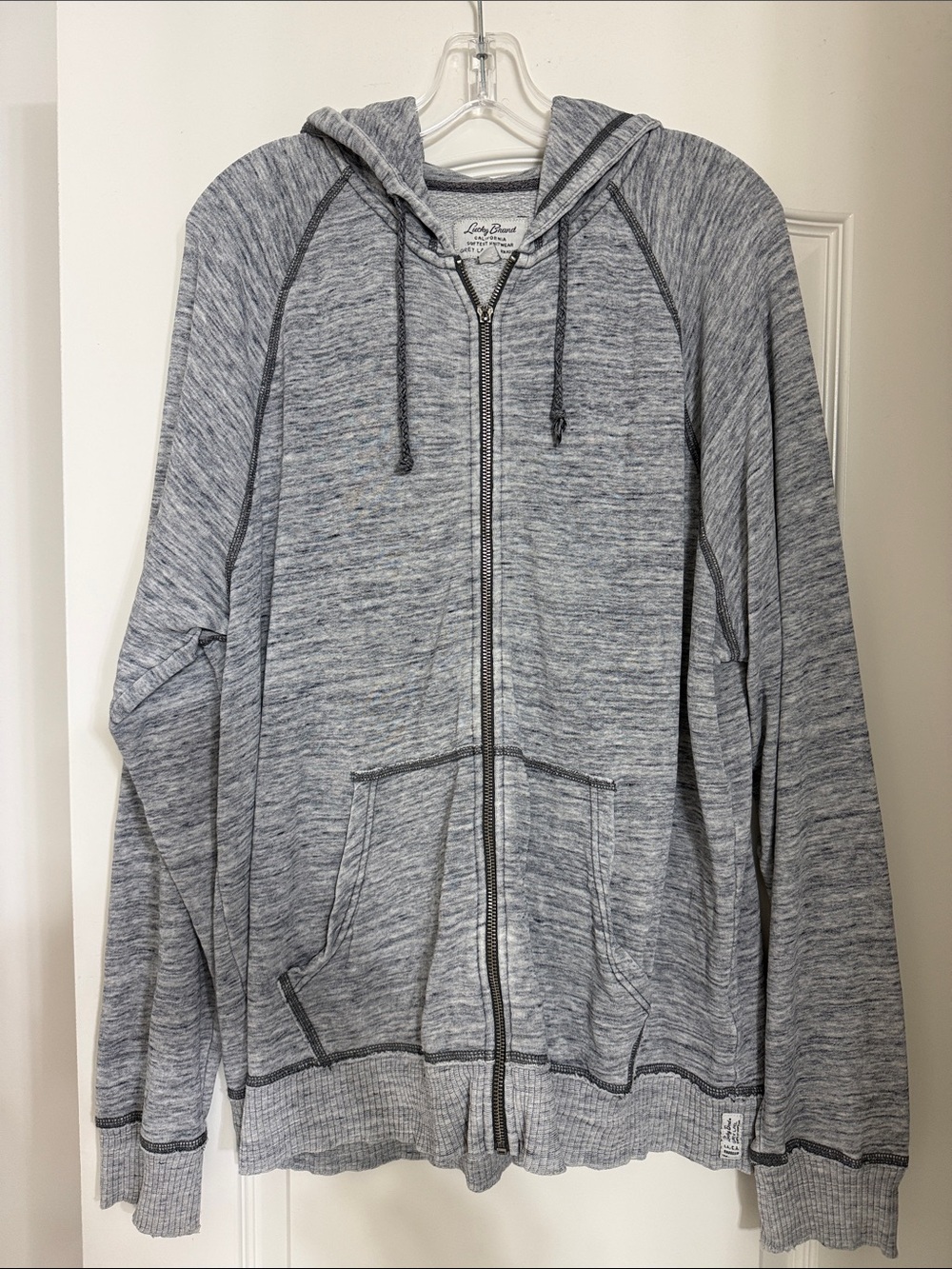 Lucky Brand Men's Heather Gray Zip Hoodie